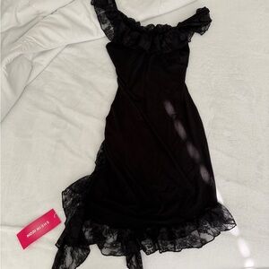 Black Lace Trim Dress